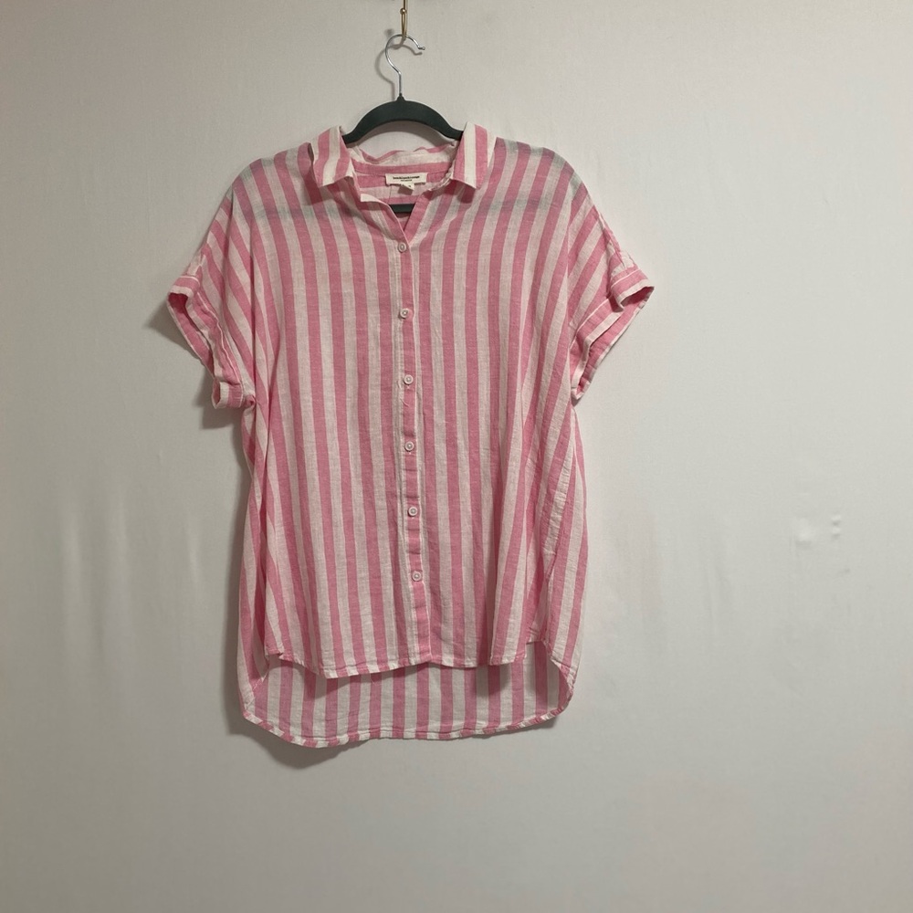 Beachlunchlounge Pink and White Striped Shirt